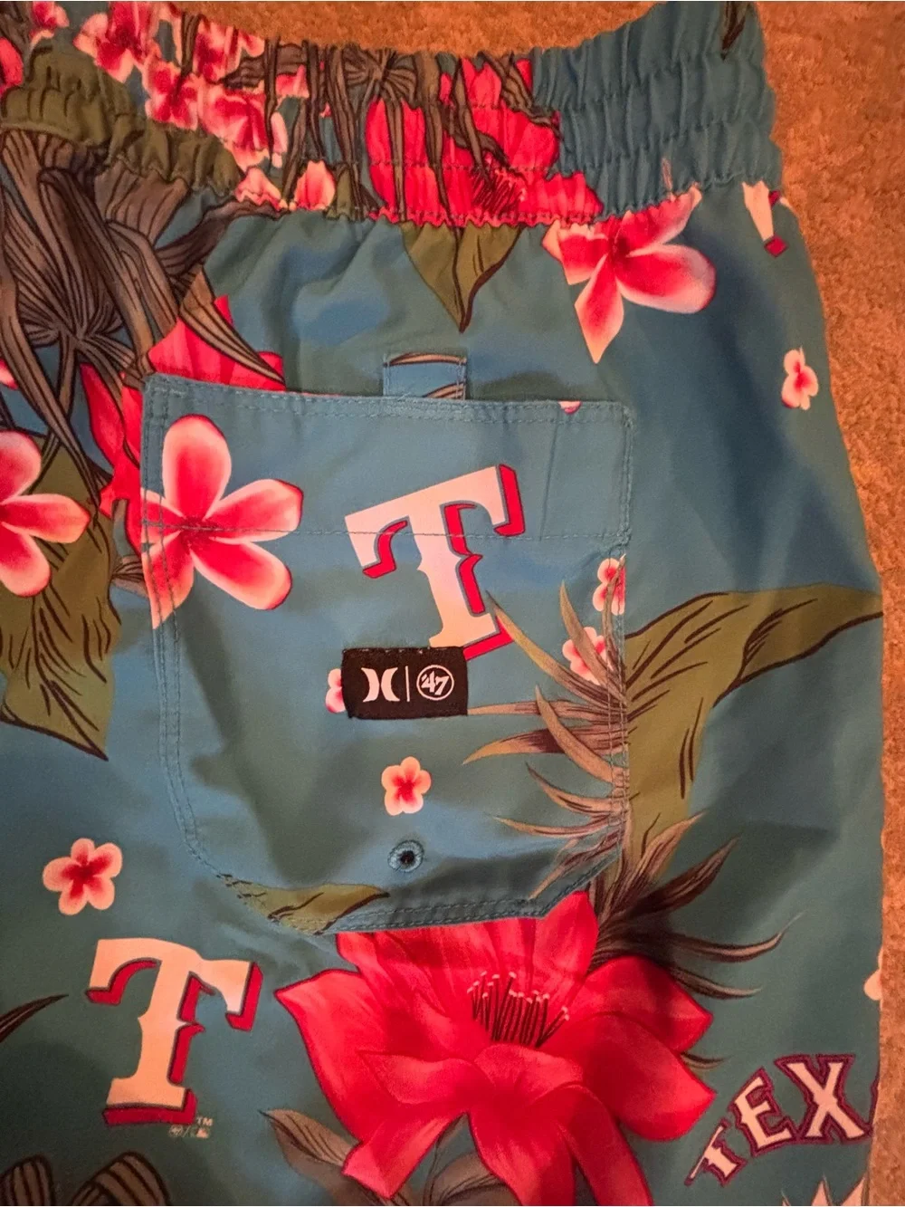 Hurley x 47 Texas Rangers Tropical Swim Trunks Men’s M